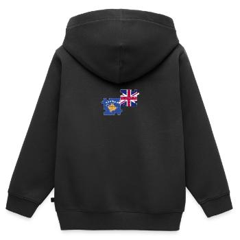 Kosovo Drapeau du Royaume-Uni Kosovar britannique - Sweat Premium à capuche zippé enfant bio - noir - Dos - AI Model Kid Male (0cm)
