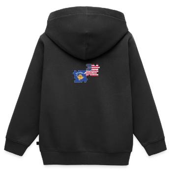 Kosovo USA Flag Kosovar américain - Sweat Premium à capuche zippé enfant bio - noir - Dos - AI Model Kid Male (0cm)