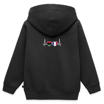 Libyen Frankreich Herzschlag Flagge Libyer - Kinder Premium Organic Zip Hoodie - Schwarz - Hinten - AI Model Kid Male (0cm)