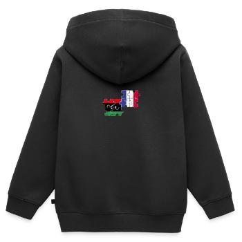 Libyen Frankreich Vintage Flagge Libyer - Kinder Premium Organic Zip Hoodie - Schwarz - Hinten - AI Model Kid Male (0cm)