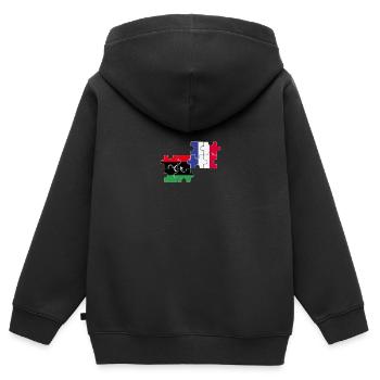 Libyen Frankreich Flagge Französisch Libyer - Kinder Premium Organic Zip Hoodie - Schwarz - Hinten - AI Model Kid Male (0cm)