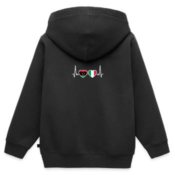 Libyen Italien Herzschlag Flagge Libyer - Kinder Premium Organic Zip Hoodie - Schwarz - Hinten - AI Model Kid Male (0cm)