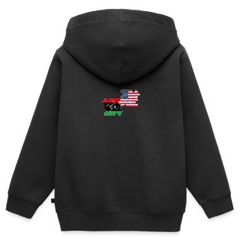 Libye, États-Unis, drapeau, américain, libyen - Sweat Premium à capuche zippé enfant bio - noir - Dos - AI Model Kid Male (0cm)