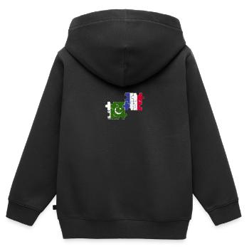 Pakistan Frankreich Vintage Flagge Pakistaner - Kinder Premium Organic Zip Hoodie - Schwarz - Hinten - AI Model Kid Male (0cm)