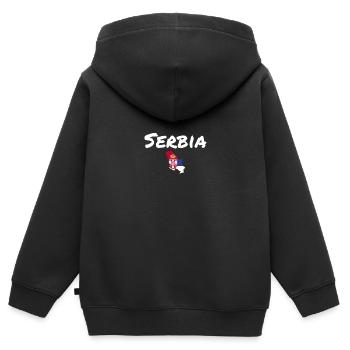 Serbie Carte Serbie Drapeau serbe Serbie - Sweat Premium à capuche zippé enfant bio - noir - Dos - AI Model Kid Male (0cm)