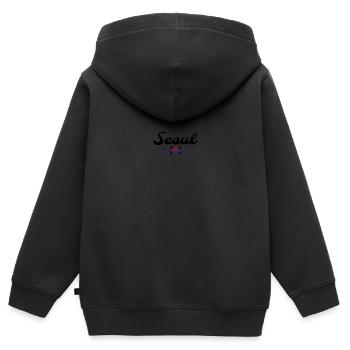 Séoul, Corée du Sud, Drapeau sud-coréen, Coréens - Sweat Premium à capuche zippé enfant bio - noir - Dos - AI Model Kid Male (0cm)
