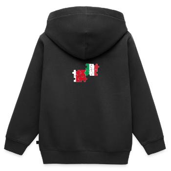 Dubaï, Italie, Drapeau, Italien, Dubaier - Sweat Premium à capuche zippé enfant bio - noir - Dos - AI Model Kid Male (0cm)