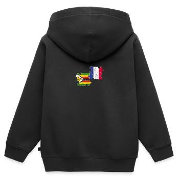 Simbabwe Frankreich Vintage Flagge Simbabwer - Kinder Premium Organic Zip Hoodie - Schwarz - Hinten - AI Model Kid Male (0cm)