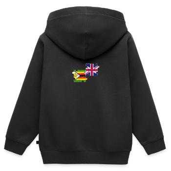 Zimbabwe UK Flagge Britisch Zimbabwisch - Kinder Premium Organic Zip Hoodie - Schwarz - Hinten - AI Model Kid Male (0cm)