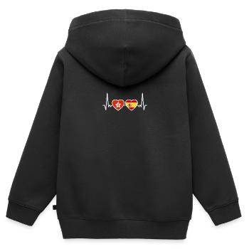 Hongkong Spanien Herzschlag Flagge Hongkonger - Kinder Premium Organic Zip Hoodie - Schwarz - Hinten - AI Model Kid Male (0cm)
