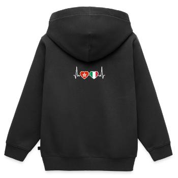 Hongkong Italien Herzschlag Flagge Hongkonger - Kinder Premium Organic Zip Hoodie - Schwarz - Hinten - AI Model Kid Male (0cm)