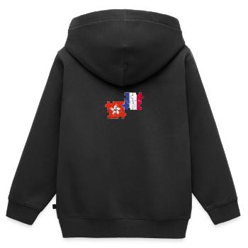 Hongkong Frankreich Vintage Flagge Hongkonger - Kinder Premium Organic Zip Hoodie - Schwarz - Hinten - AI Model Kid Male (0cm)