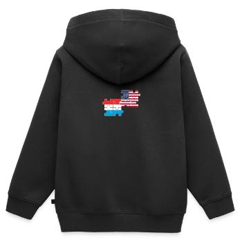 Luxemburg USA Flagge Amerikaner Luxemburger - Kinder Premium Organic Zip Hoodie - Schwarz - Hinten - AI Model Kid Male (0cm)
