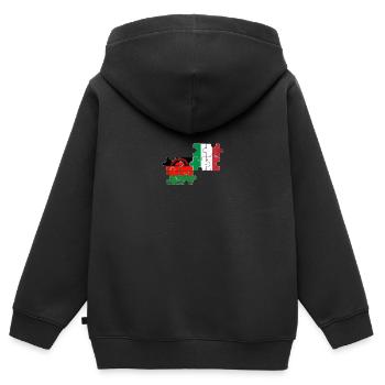 Malawi Italie Vintage drapeau italien Malawi - Sweat Premium à capuche zippé enfant bio - noir - Dos - AI Model Kid Male (0cm)