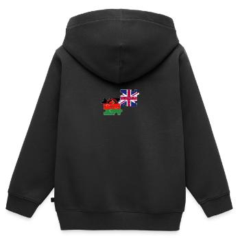 Malawi Drapeau du Royaume-Uni Malawi britannique - Sweat Premium à capuche zippé enfant bio - noir - Dos - AI Model Kid Male (0cm)