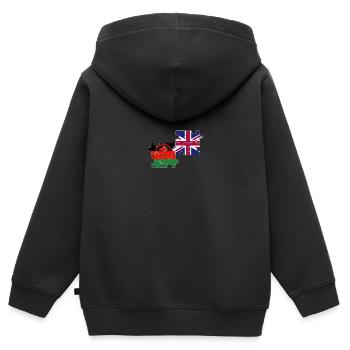 Malawi UK Vintage drapeau britannique Malawi - Sweat Premium à capuche zippé enfant bio - noir - Dos - AI Model Kid Male (0cm)