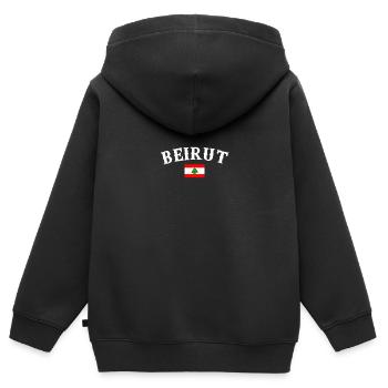 Beyrouth, Liban, Liban, Drapeau Libanais, Libanais - Sweat Premium à capuche zippé enfant bio - noir - Dos - AI Model Kid Male (0cm)