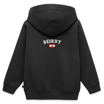 Beyrouth Liban Vintage drapeau libanais - Sweat Premium à capuche zippé enfant bio - noir - Dos - AI Model Kid Male (0cm)