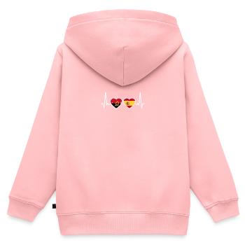 Angola Espagne Vintage Heartbeat drapeau angolais - Sweat Premium à capuche zippé enfant bio - rose - Dos - AI Model Kid Female (0cm)