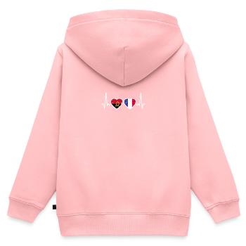 Angola France Vintage Heartbeat drapeau - Sweat Premium à capuche zippé enfant bio - rose - Dos - AI Model Kid Female (0cm)