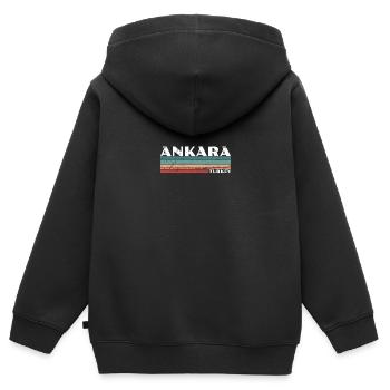 Ankara Turquie Vintage Turc Turc - Sweat Premium à capuche zippé enfant bio - noir - Dos - AI Model Kid Male (0cm)
