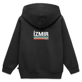 Izmir Turquie Rétro Turquie Turc Turc - Sweat Premium à capuche zippé enfant bio - noir - Dos - AI Model Kid Male (0cm)
