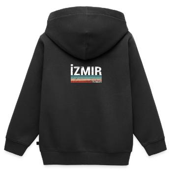 Izmir Turquie Vintage Turc Turc - Sweat Premium à capuche zippé enfant bio - noir - Dos - AI Model Kid Male (0cm)