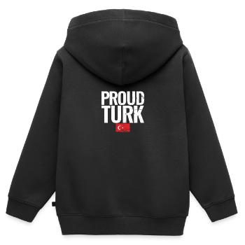 Fier Turc Vintage Turquie Drapeau Turc Turc - Sweat Premium à capuche zippé enfant bio - noir - Dos - AI Model Kid Male (0cm)
