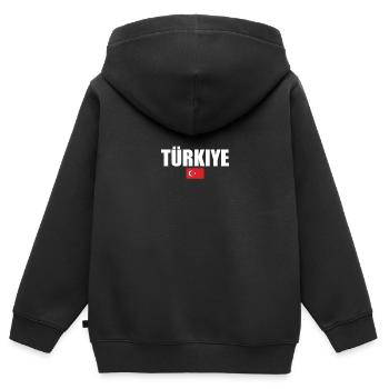 Turquie Turquie Drapeau turc Turc - Sweat Premium à capuche zippé enfant bio - noir - Dos - AI Model Kid Male (0cm)