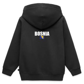 Bosnie Bosnie Drapeau bosniaque Bosniaques - Sweat Premium à capuche zippé enfant bio - noir - Dos - AI Model Kid Male (0cm)