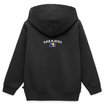 Sarajevo Bosnien Vintage Bosnische Flagge Bosnier - Kinder Premium Organic Zip Hoodie - Schwarz - Hinten - AI Model Kid Male (0cm)