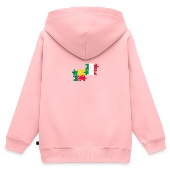 Bénin Italie Vintage Drapeau Béninais - Sweat Premium à capuche zippé enfant bio - rose - Dos - AI Model Kid Female (0cm)