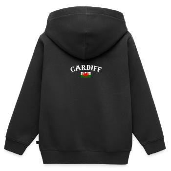 Cardiff Wales Vintage Walisische Flagge Waliser - Kinder Premium Organic Zip Hoodie - Schwarz - Hinten - AI Model Kid Male (0cm)