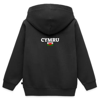 Cymru Wales Walisische Flagge Waliser - Kinder Premium Organic Zip Hoodie - Schwarz - Hinten - AI Model Kid Male (0cm)