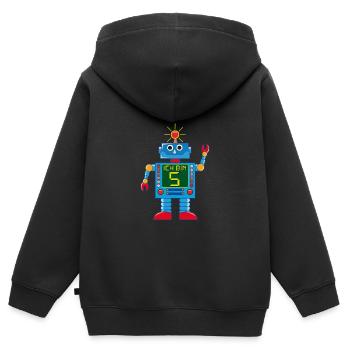 Roboter ich bin 5 Jahre - Kinder Premium Organic Zip Hoodie - Schwarz - Hinten - AI Model Kid Male (0cm)