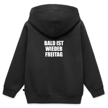 Bald Ist Wieder Freitag - Kinder Premium Organic Zip Hoodie - Schwarz - Hinten - AI Model Kid Male (0cm)