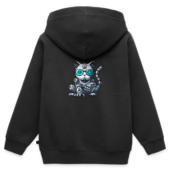 Cool Cats Cyborg Mech Illustration de bande dessinée - Sweat Premium à capuche zippé enfant bio - noir - Dos - AI Model Kid Male (0cm)