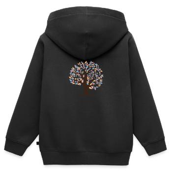 Arbre - Sweat Premium à capuche zippé enfant bio - noir - Dos - AI Model Kid Male (0cm)