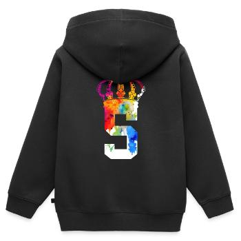 KING 5 JAHRE QUEEN 5. GEBURTSTAG - Kinder Premium Organic Zip Hoodie - Schwarz - Hinten - AI Model Kid Male (0cm)
