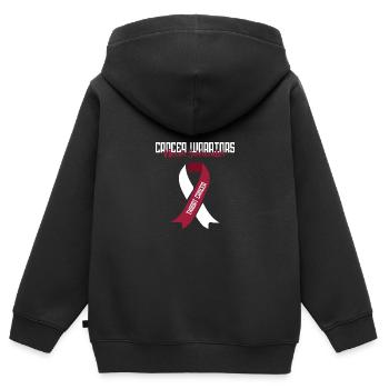 Cancer de la gorge - Sweat Premium à capuche zippé enfant bio - noir - Dos - AI Model Kid Male (0cm)