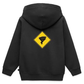Tornado Warnschild - Kinder Premium Organic Zip Hoodie - Schwarz - Hinten - AI Model Kid Male (0cm)