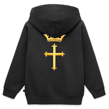Cross + Crown - Kinder Premium Organic Zip Hoodie - Schwarz - Hinten - AI Model Kid Male (0cm)