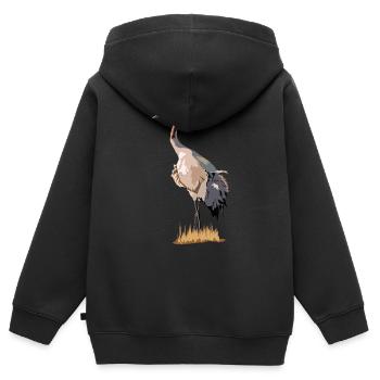 Kranich - Kinder Premium Organic Zip Hoodie - Schwarz - Hinten - AI Model Kid Male (0cm)