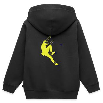 bouldern - Kinder Premium Organic Zip Hoodie - Schwarz - Hinten - AI Model Kid Male (0cm)