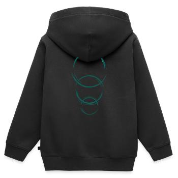 Triple anneaux para - Sweat Premium à capuche zippé enfant bio - noir - Dos - AI Model Kid Male (0cm)