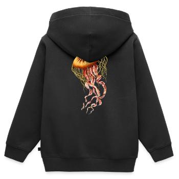 Qualle - Kinder Premium Organic Zip Hoodie - Schwarz - Hinten - AI Model Kid Male (0cm)