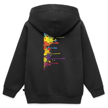 Blob Peinture / Peinture Splat - Sweat Premium à capuche zippé enfant bio - noir - Dos - AI Model Kid Male (0cm)