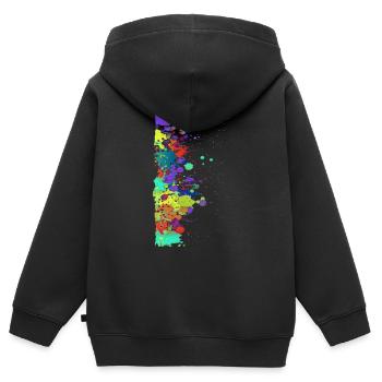Peinture Splat Peinture / blob - Sweat Premium à capuche zippé enfant bio - noir - Dos - AI Model Kid Male (0cm)