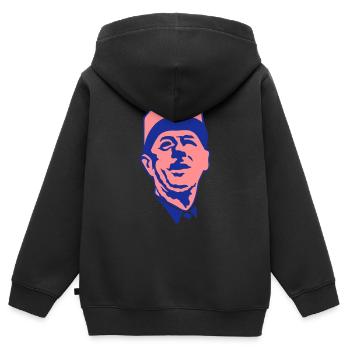 general de gaulle visage leader politiqu - Sweat Premium à capuche zippé enfant bio - noir - Dos - AI Model Kid Male (0cm)