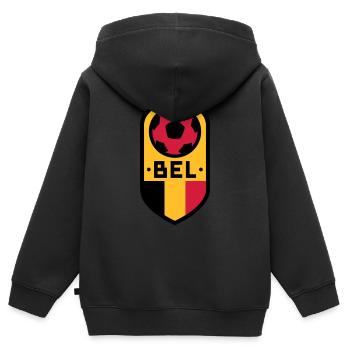 Belgium Football Badge - Kids Premium Organic Zip-up Hoodie - black - Back - AI Model Kid Male (0cm)